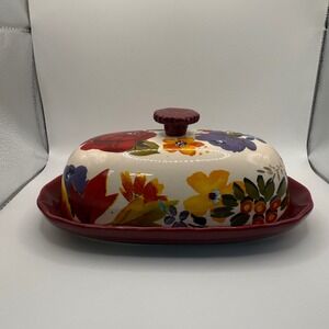 The Pioneer Woman Timeless‎ Floral 6.4 in. Butter Dish with Lid, Covered Server